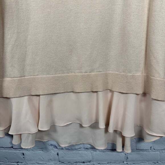 LOFT Light Pink Layered Ruffle Hem Sweater Top - Picture 2 of 5